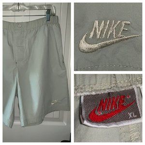 Vintage 80s 90s Nike Gray Tag 100% Cotton Button Fly Shorts Sz XL Khaki EUC